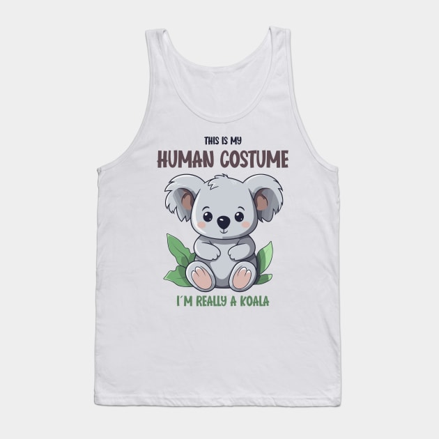 Cute Koala Halloween T-Shirt | This is My Human Costume Tee | Funny Wildlife Lovers Season Outfit | Adorable Gift Idea Tank Top by Indigo Lake